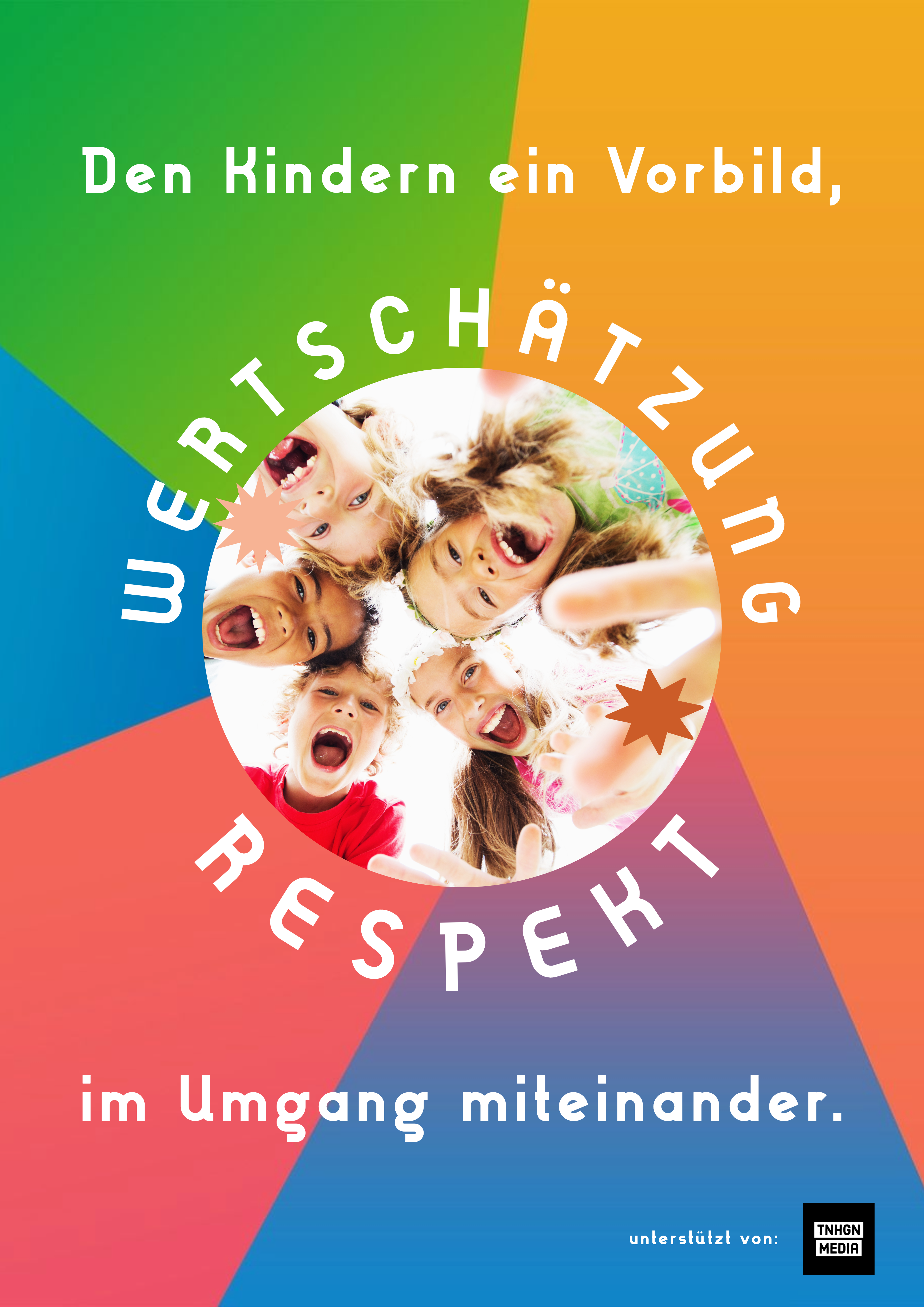 Bild der Kampagne: Den Kindern ein Vorbild, Wertschätzung und Respekt im Umgang miteinander.